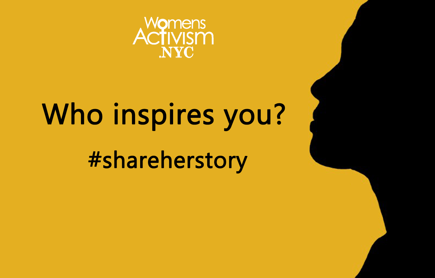A woman's silhouette against a gold background, asking 